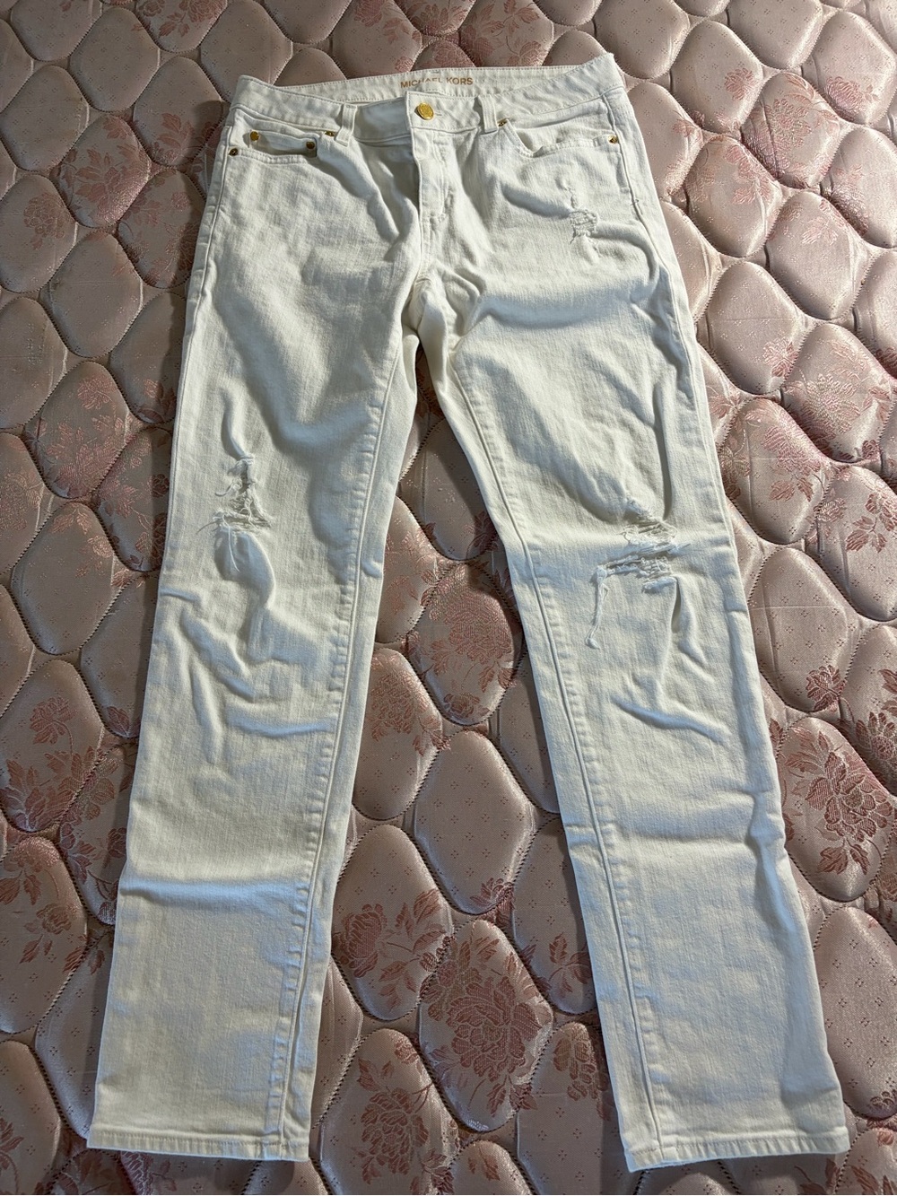 MICHAEL Michael Kors Off-White Slim Straight Jeans